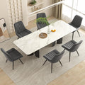Nalupatio Modern Dining Chairs Set of 6, Comfy Dining Room Chairs with Thick Cushions, Upholstered Fabric Kitchen Side Chairs with Metal Legs, Dark Grey