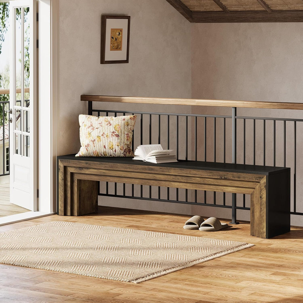 Tribesigns 71" Extra Long Rustic Entryway Bench, Modern Farmhouse Shoe B...