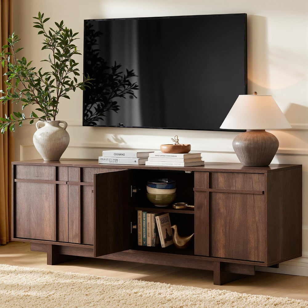 65.6" Mid Century Modern TV Stand for 75 Inch TV, Walnut | Media Console...