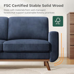 Vesgantti 68" Loveseat Sofa Dark Blue, Comfy Corduroy Couch with Spring Cushion and Solid Wood, Modern Extra Deep Seat for Bedroom, Living Room, Office