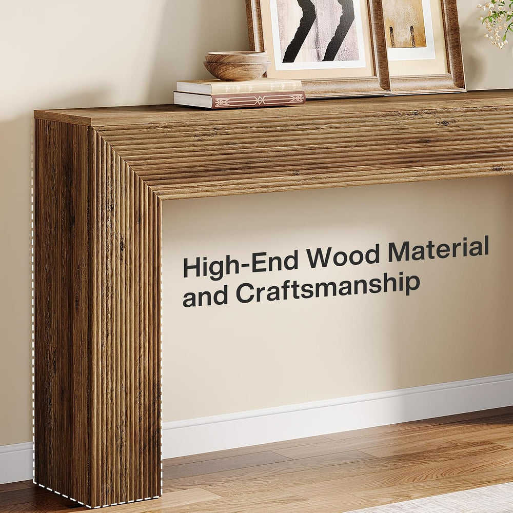 Tribesigns 63" Console Table, Rustic Fluted Long Sofa Table Behind Couch...