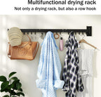 HEILAIYI Clothes Drying Rack for Laundry,Wall Mounted Clothes Hanger Rack,Folding,Retractable,Collapsible(J Shape Hooks)