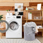 Patelai 3 Pieces Large Laundry Hamper Round Collapsible Organizer Storage Bin Waterproof Foldable Dirty Clothes Laundry Basket for Home Bathroom(Geometric)