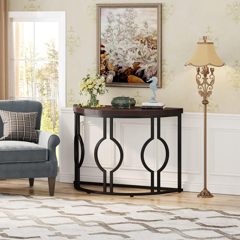 Tribesigns Half Moon Console Table for Entryway, 43 Inch Industrial Semi Circ...