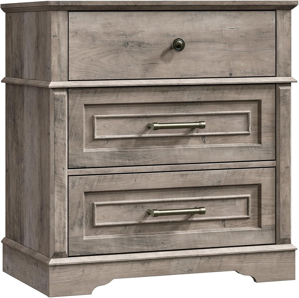 RALGEND 3 Drawer Tall Nightstand with Charging Station, Farmhouse Bedside Tab...
