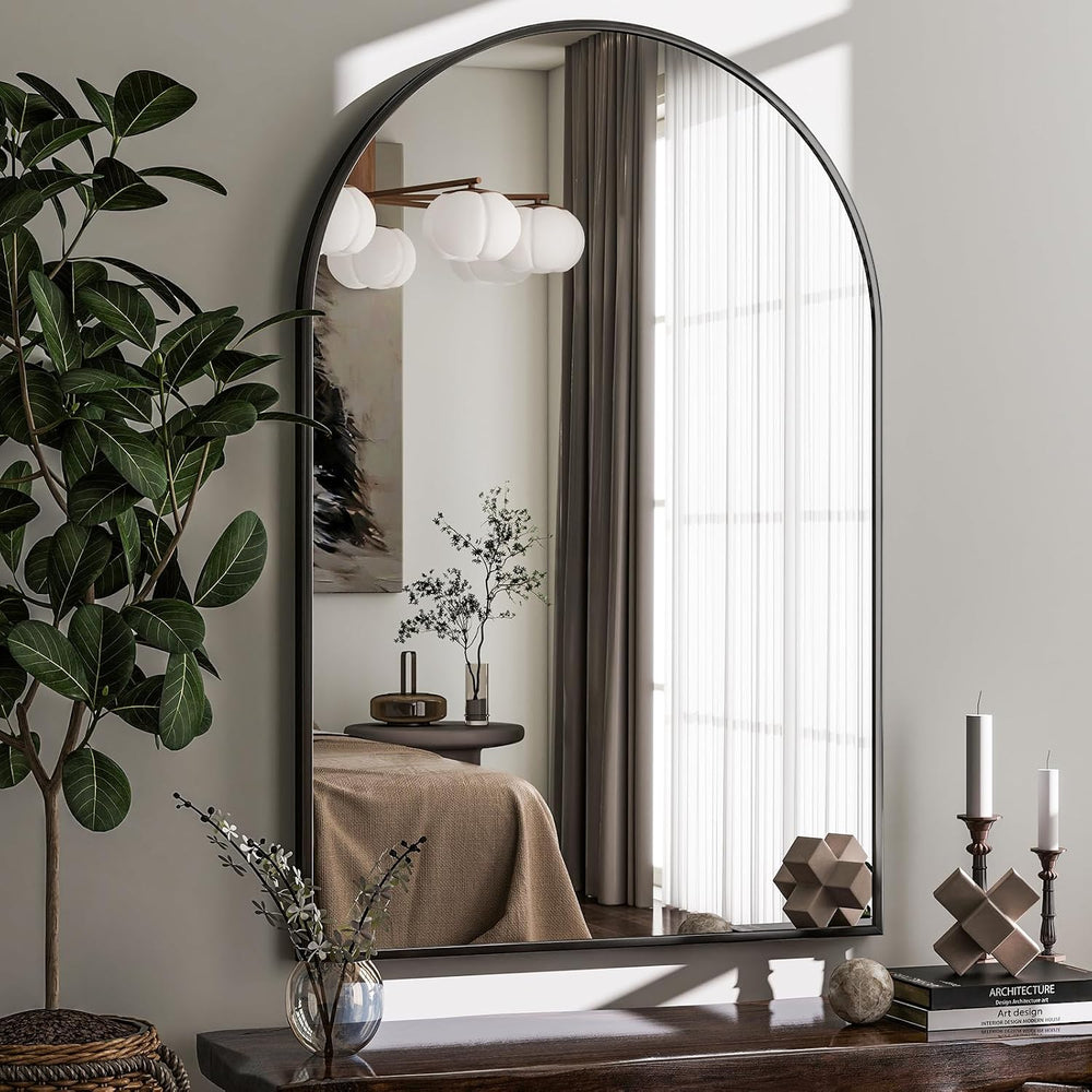 HARRITPURE 20"x30" Arched Bathroom Mirror Wall Mounted Black Arch M...