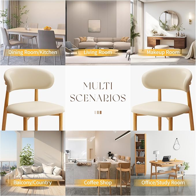 Kitchen Dining Chairs Set of 6 Modern Soft Linen Farmhouse Dining Room Chairs, Beige/Original