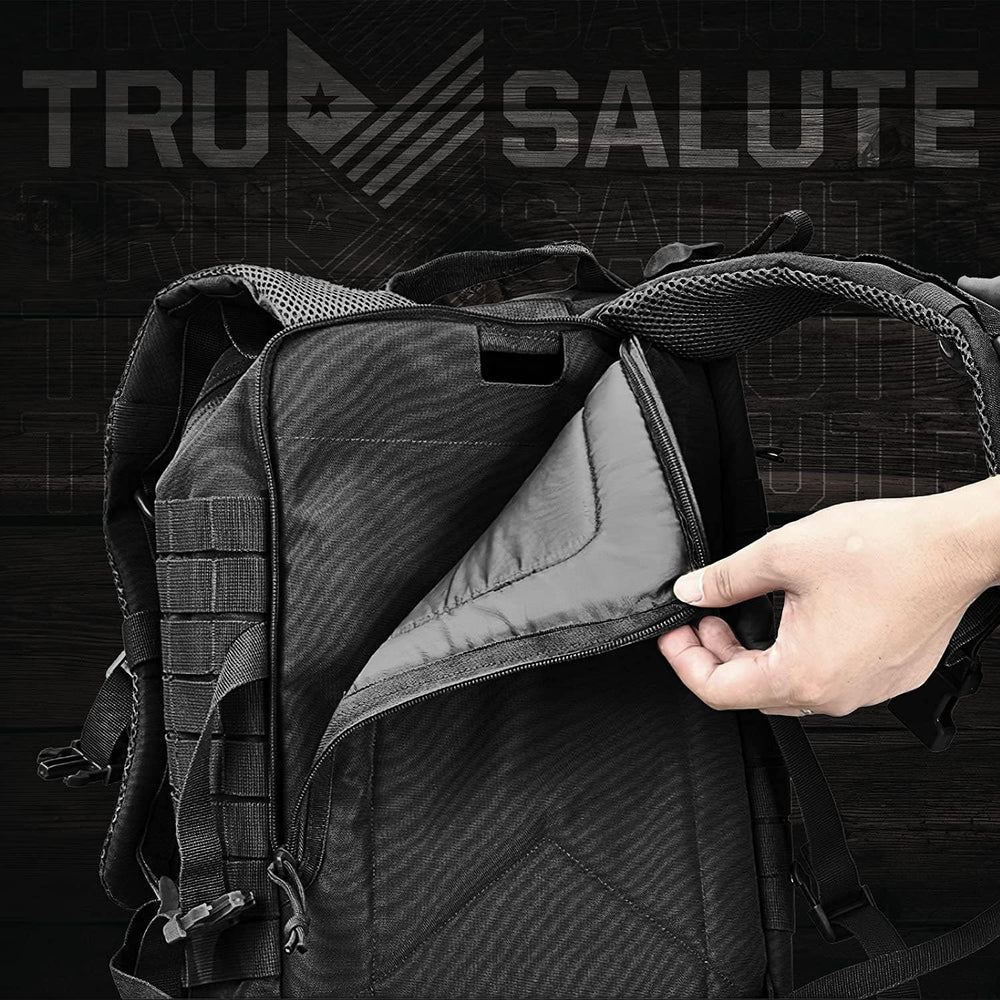 Tru Salute 45L Military Black Tactical Backpack Large Army 3 Day Pack Molle B...