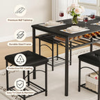 4-Piece Dining Table Set for 4, Industrial Table with Bench & Stools | 4-Piece Dining Table Set for 4, Industrial Table with Bench & Stools
