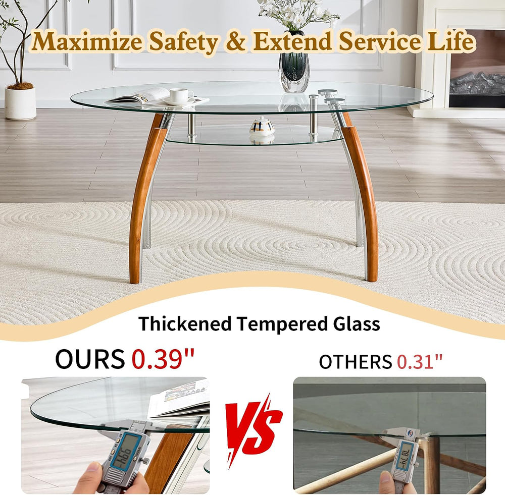 62.87" Glass Dining Table for 4-6, Modern Oval Dining Room Table with 0....