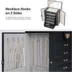 Large Jewelry Organizers and Storage, Large Jewelry Box for Women Large Jewelry Organizer, Women Jewelry Box with Mirror, Best Women Gift, Black