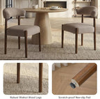 VKNOW Wooden Dining Chairs Set of 6, Modern Upholstered Dining Room Chairs with Walnut Wood Legs and Curved Backrest, Fabric Kitchen Chairs for Farmhouse/Living Room/Dining Room, Brown