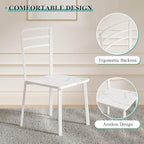VECELO Small Round Dining Table Set for 2, Wood Tabletop with Strong Metal Frame, Modern Dinette with Chairs for Kitchen, Breakfast Nook Living Room, Faux Marbled & White