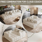 120" Oversized Modular Sectional Couch,Cloud Sectional Sofa with Deep Seat, Modern Modular Couch with 4 Throw Pillows,L-Shaped Chenille Sofa Couches with Right Facing Chaise for Living Room, Beige