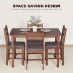 HOMCOM 5-Piece Solid Wood Dining Table Set for 4, Farmhouse Kitchen Table with Upholstered Chairs for Small Space, Dining Room, Breakfast Nook, Light Brown and Brown