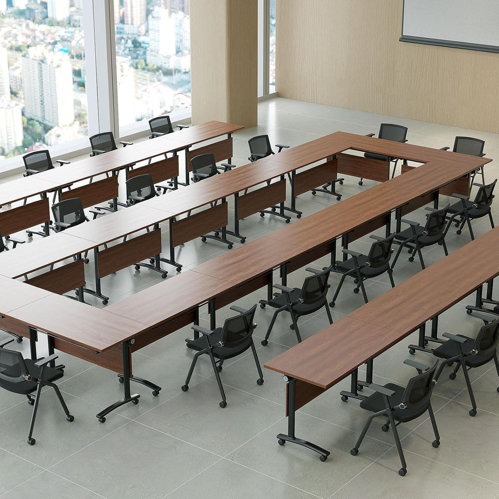 2 Pack Folding Conference Room Tables with Wheel -Modern Large Modular Confer...