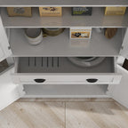 30" D*16" W*72.5" H Freestanding Kitchen Pantry with Drawer, 4 Adjustable Shelves & 2 Double Doors, Rectangular Storage Cabinet, Modern, Easy Assembly, for Living Room, Dining Room, White