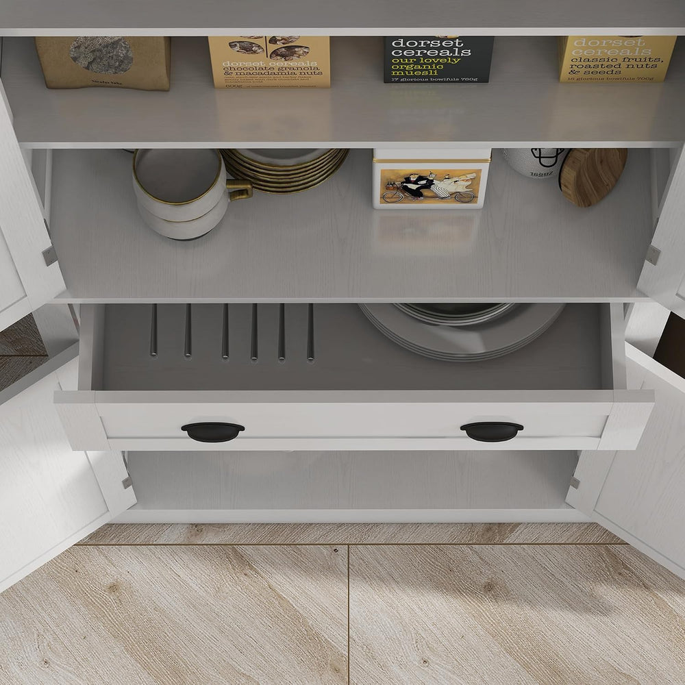 72.5" Kitchen Pantry Cabinet,Traditional Freestanding Storage Cabinet wi...