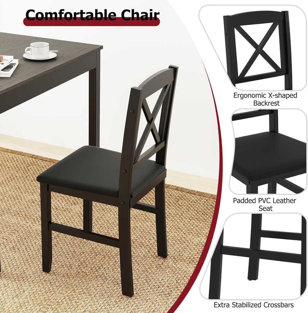 Tangkula Mid-Century Modern Dining Table Set for 2, Wooden Kitchen Table &amp...