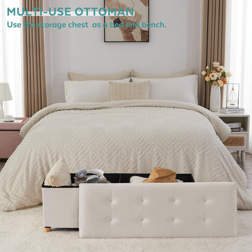 BRIAN & DANY 43 Inches Folding Storage Ottoman Bench, Ottoman with Storag...