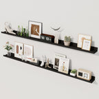 Axeman Black Floating Shelves - 55 Inch Picture Ledge Shelf Set of 2 - Black Wall Shelves with Lip - Picture Shelf for Wall with Ledge - Photo Ledges Nursery Bookshelf