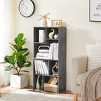 VECELO 42" Contemporary Bookshelf, 7 Cube Organizer Bookcase,Fits Tallest Hardcovers, Horizontal Available,Floor Standing Display,Easy Assembly, Modern Gray