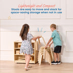 ECR4Kids Bentwood Stackable Stools, 12in Seat Height, Classroom Furniture, Natural, 6-Piece