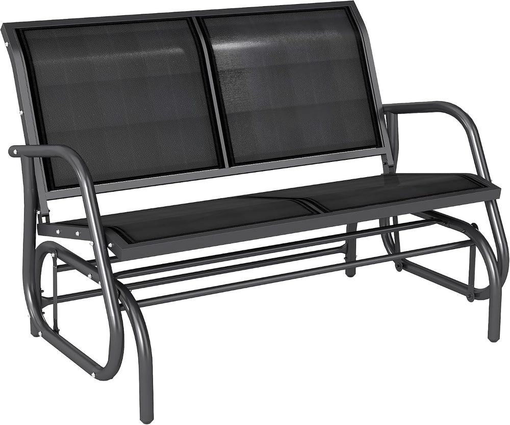 Outsunny 2-Person Outdoor Glider Bench with Steel Frame, Black | Double Swing...
