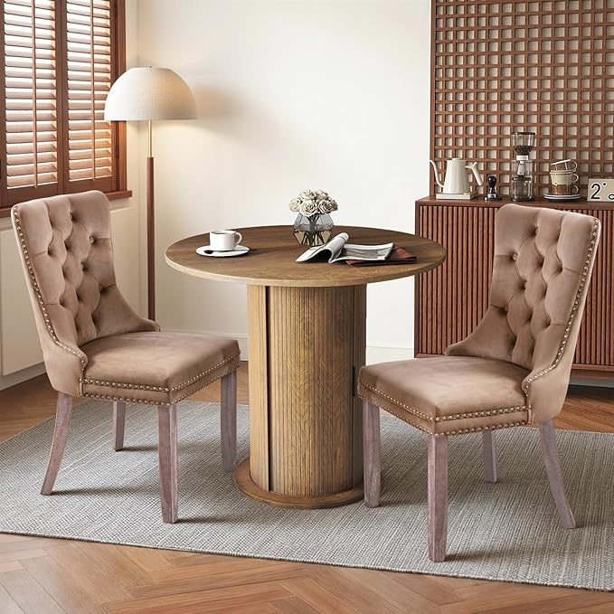 SoarFlash Kitchen Table and Chairs for 2, 31.5" Dining Table Set for 2 with Upholstered Chairs, 3 Piece Kitchen Table Set with Storage Shelf for Small Space, Apartment