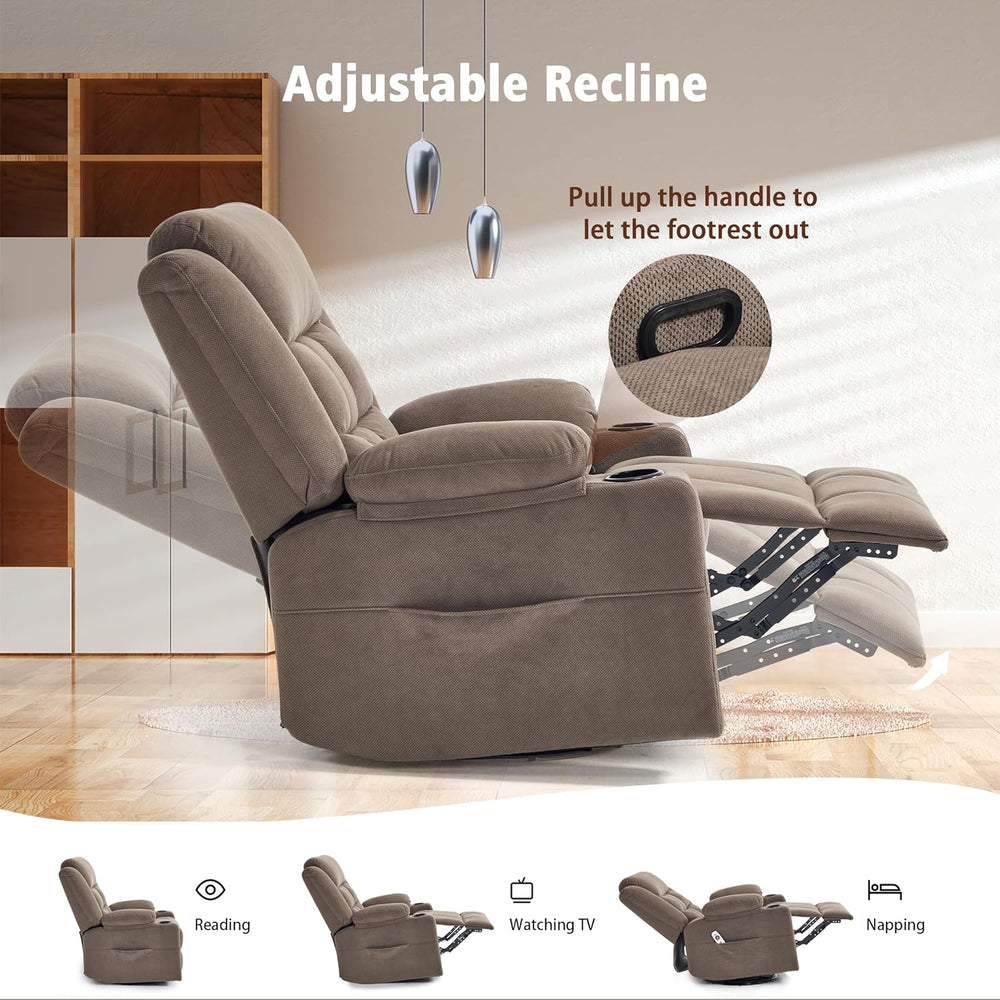 Ketaiyou Rocker Swivel Recliner Chair for Adults, Overstuffed Manual Recliner...