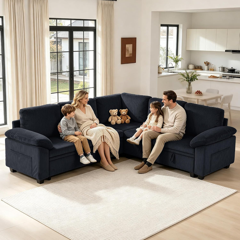 86″ Sectional Sleeper Sofa with Pull Out Bed, Modular Sectional Couch with St...