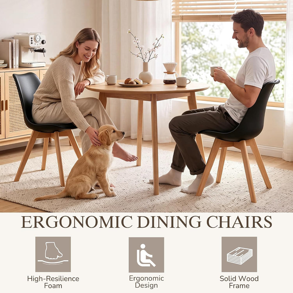 GOTMINSI Set of 2 Modern Style Chair Dining Chairs, Shell Lounge Plastic Chai...