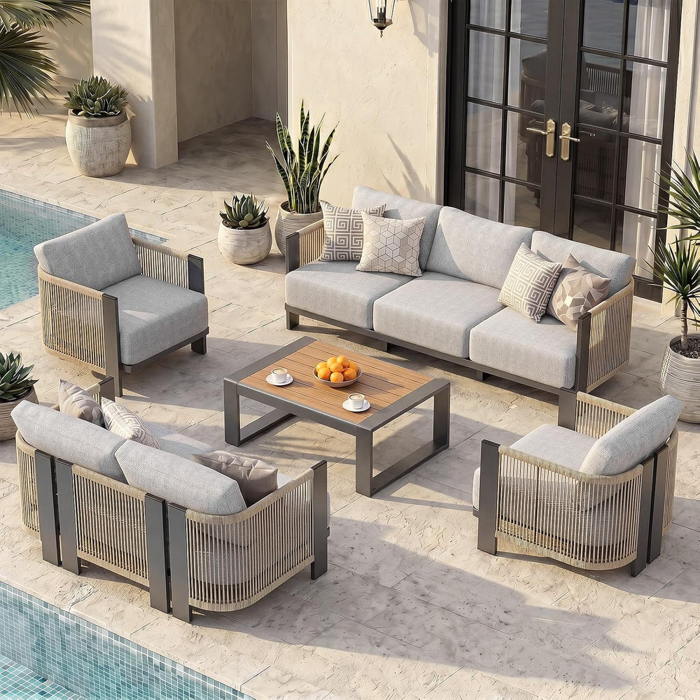 Vexwalx Luxury Patio Furniture Set, 2-Piece Cuvred Armchairs with Weather-Res...