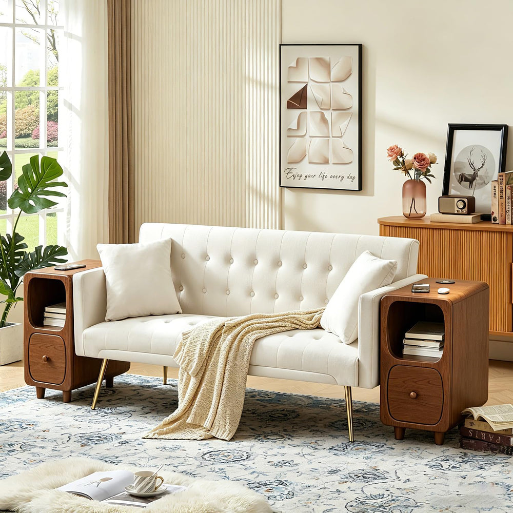 YUNMUARY-Narrow Nightstand,Walnut Nightstands,Mid Century Side Table,7.87 Inc...