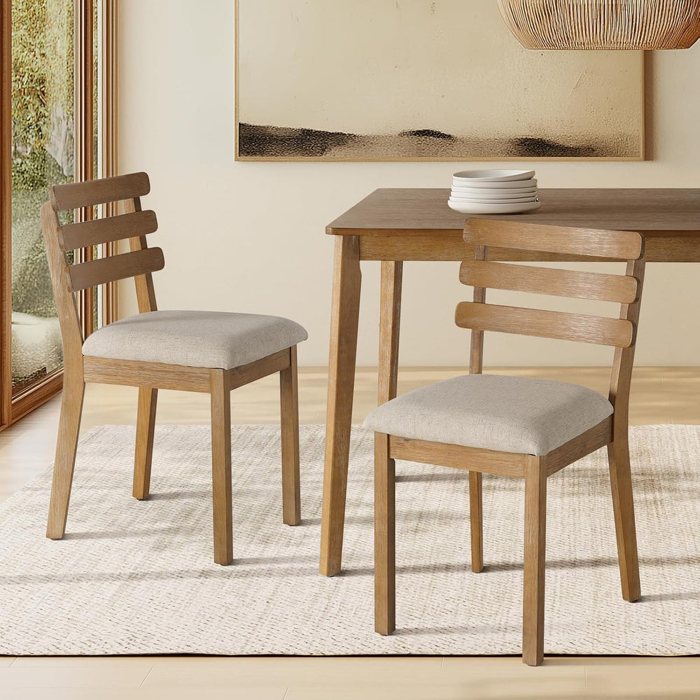 Farmhouse Dining Table Set for 4, Wooden Kitchen Table & Solid Wood Chair...