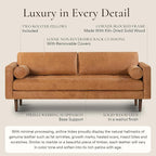 Poly & Bark Napa Leather Couch - 88.5-Inch Office Sofa with 2 Bolsters - Full-Grain Leather Sofa for Living Room with Feather-Down Topper - Living Room Couch - Vintage Italian Leather in Cognac Tan