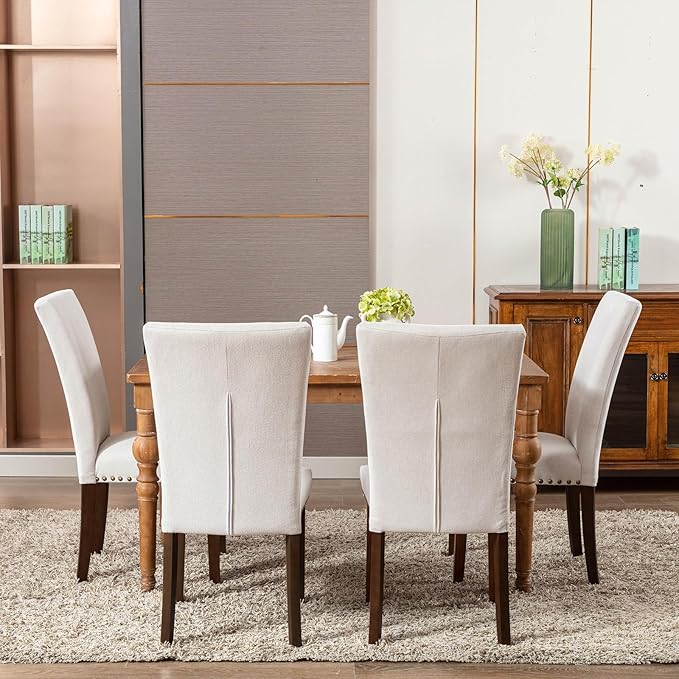 COLAMY Upholstered Parsons Dining Chairs Set of 4, Fabric Dining Room Kitchen...