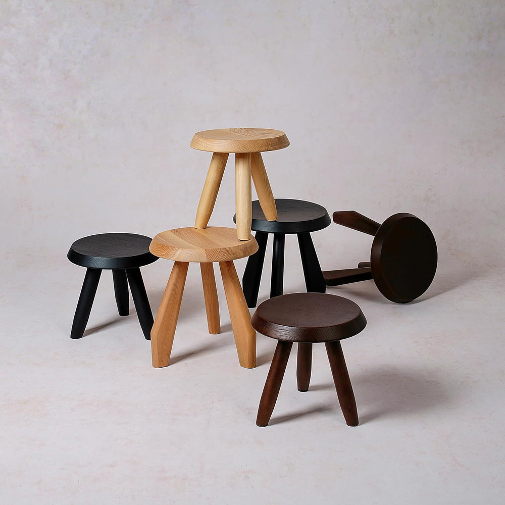 Tabouret Walnut Stool – Handcrafted Hardwood Seating Inspired by Charlotte Pe...