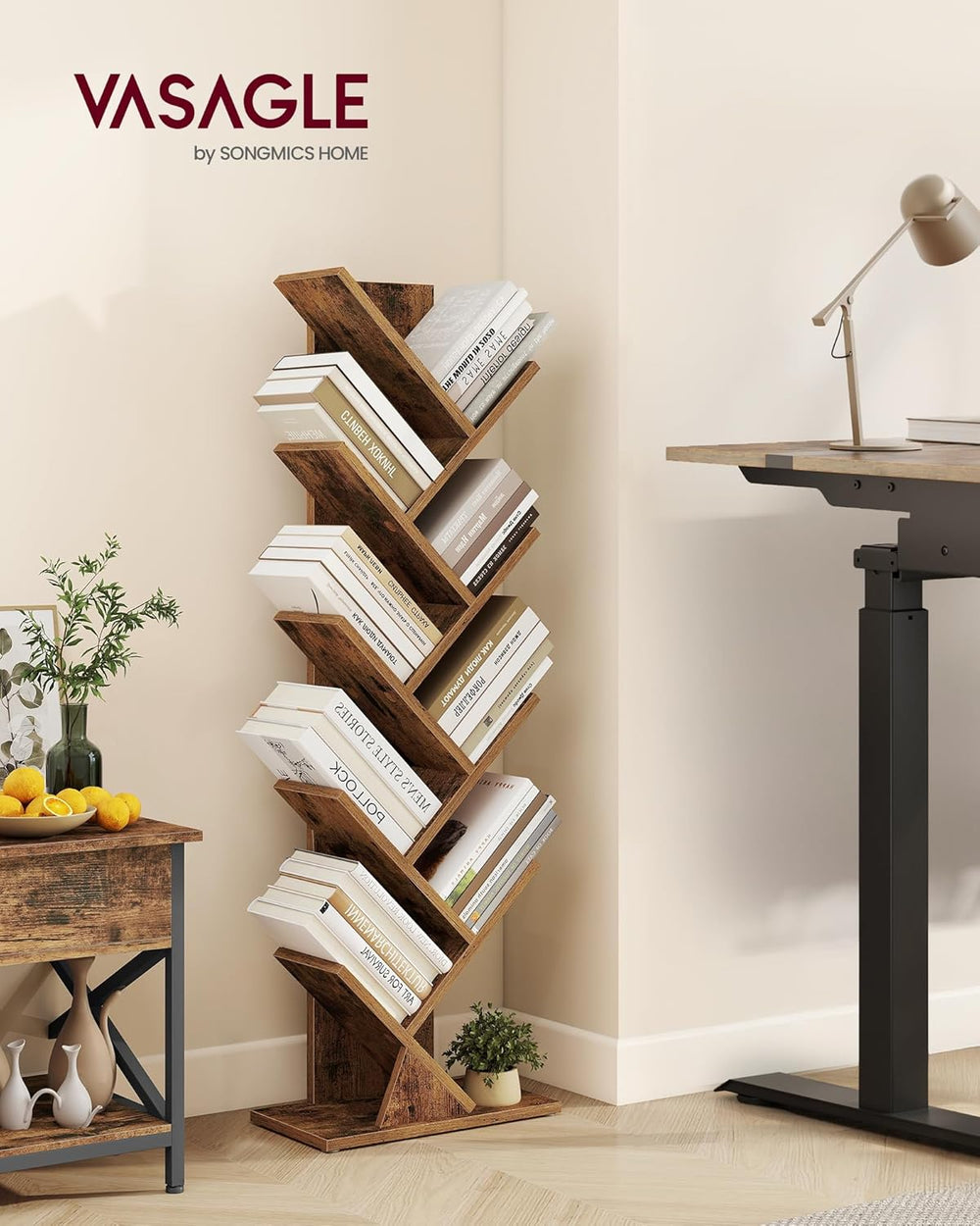 VASAGLE Custos Collection - Tree Bookshelf, Modern Bookcase, Floor Standing B...