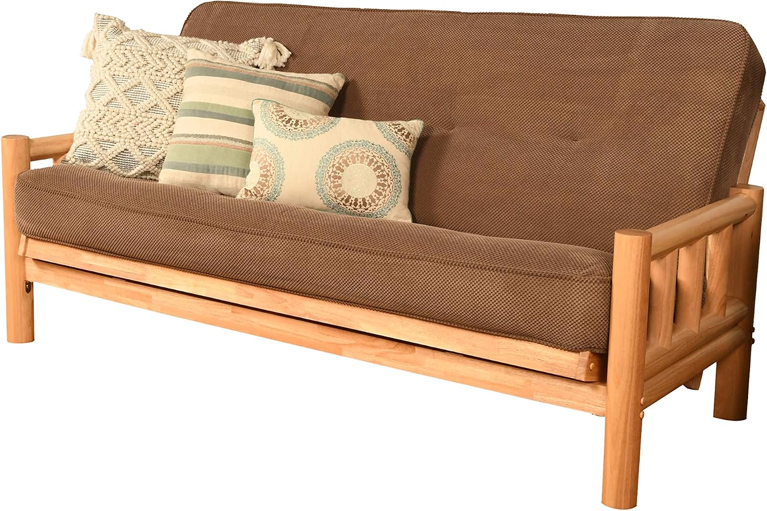 Kodiak Futons Lodge Futon in Natural Finish with Marmont Mocha Mattress, Brown, Full (760916)
