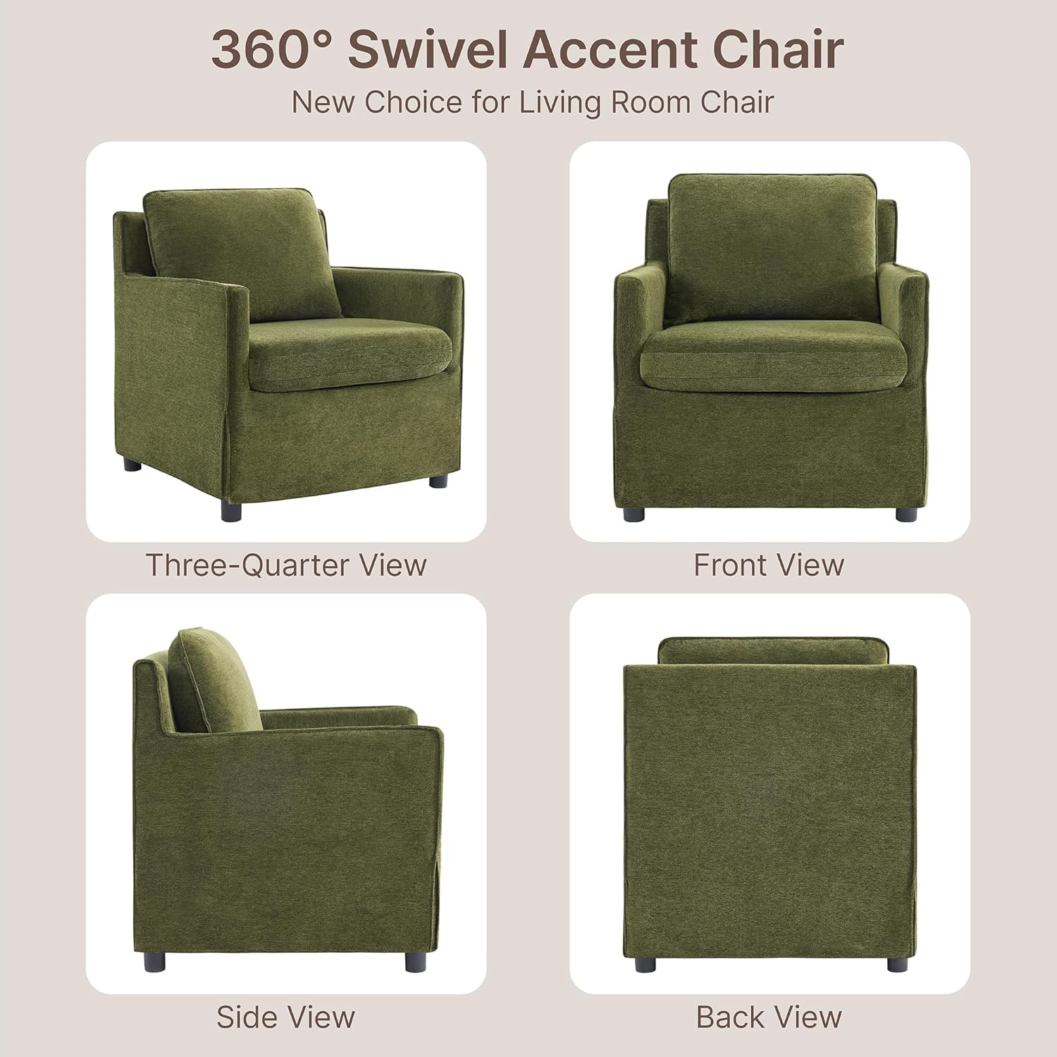 Upholstered Barrel Accent Chair, Modern Single Sofa with Washable Cover for Living Room, Bedroom,Reading Spaces,Office,Green