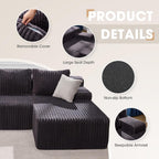 Hobestluk Boneless Couch Modular Sectional Sofa L-Shape Cloud Couch Lounge | 96" Right Facing Chaise Darkgrey,Memory Foam,Removable Cover,Non-slip Bottom,No Assemble Required,Furniture for Small Home
