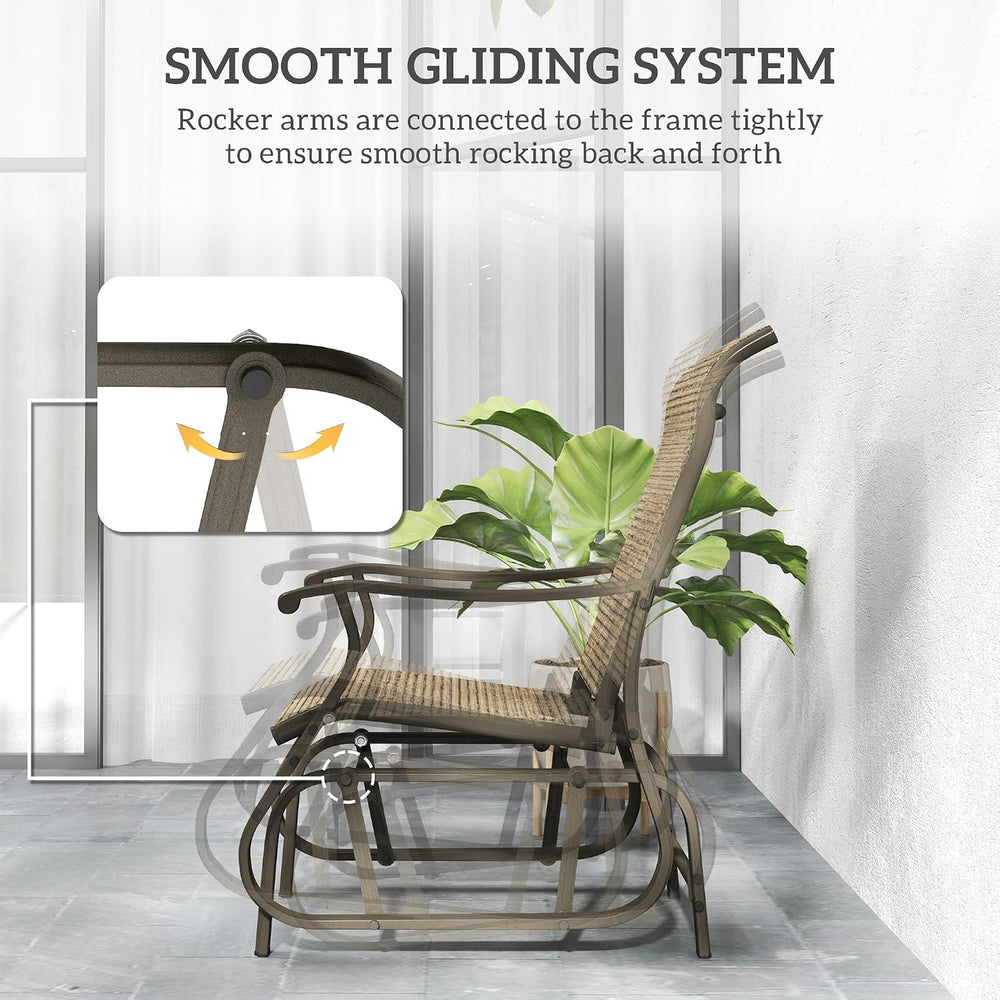 Outsunny Outdoor Glider Chair Patio Garden Steel Frame Light Mixed Brown | Gl...