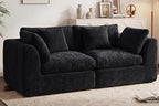 79'' Oversized Cloud Sectional Boneles Loveseat for Living Room, Modern Big Compressed 2 Seater Couch with 2 Throw Pillows, Comfy Chenille Deep Seat Memory Foam Spineless 2 Person Couch, Black | No Assembly Needed, Premium Chenille, Flexible Modular, W...