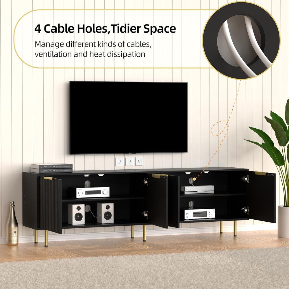 TV Stand for 80 Inch TV, Fluted TV Stand for Living Room, Mid Century Modern ...