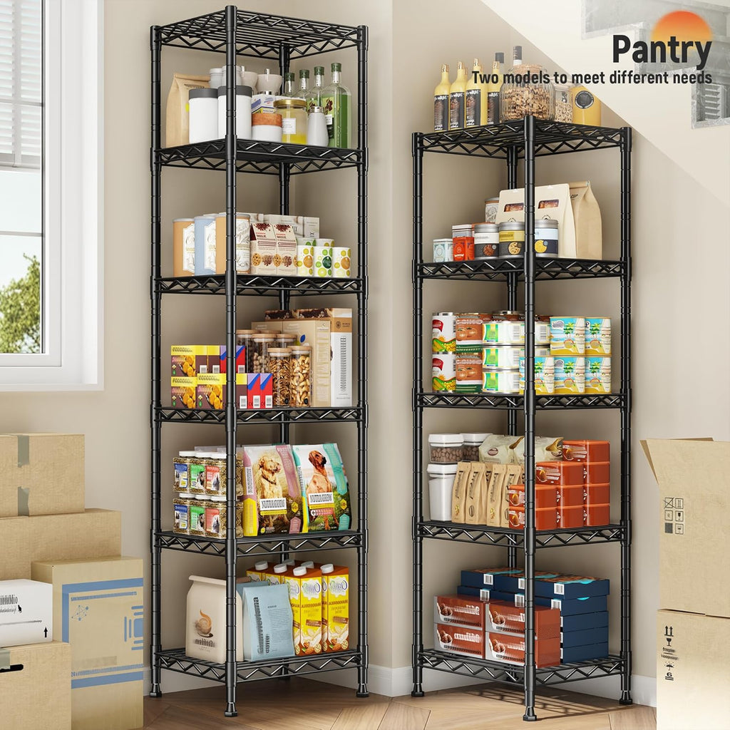 5 Tier Metal Shelving Unit Wire Shelving,Storage Rack for Small Space:Adjustable Storage Shelves Standing Bathroom Shelf and Narrow Shelf for Laundry Dorm Kitchen Pantry Closet 15.8"w*11.8"D*53"H