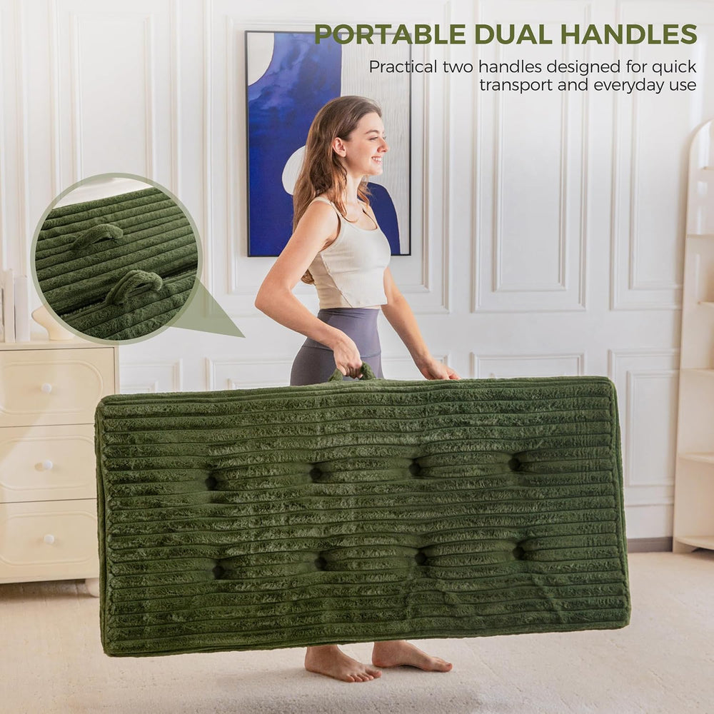 MAXYOYO Floor Sofa Couch, 6 Inch Tri-Fold Floor Sofa Bed, Folding Mattress wi...