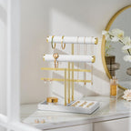 3 Tier Bracelet Holder Display - Detachable T Bar White Velvet Bracelet Holder, Jewelry Holder Organizer for Bracelet, Necklace, Earrings, Rings