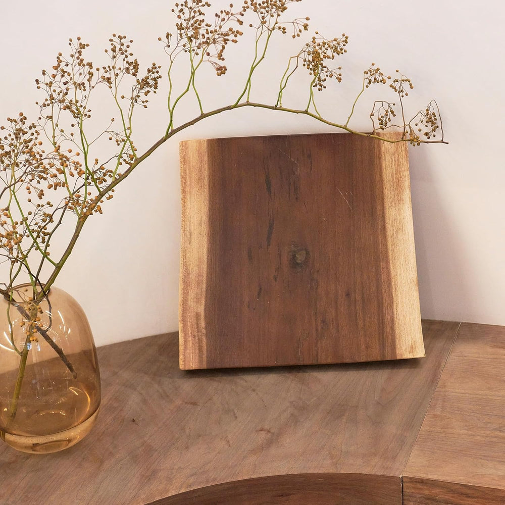 Square Teak Wood Slice Slab Side Table Top 17.7"x17.7"x1.96" L...