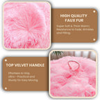 MEGO 5FT Fluffy Faux Fur Giant Bean Bag Chair Cover (No Filler), Soft Comfy Stuffed Animal Storage Cover for Adults Kids, Lazy Sofa Bed Beanbag Cover for Living Room Bedroom Decor, Anti-Slip, Pink